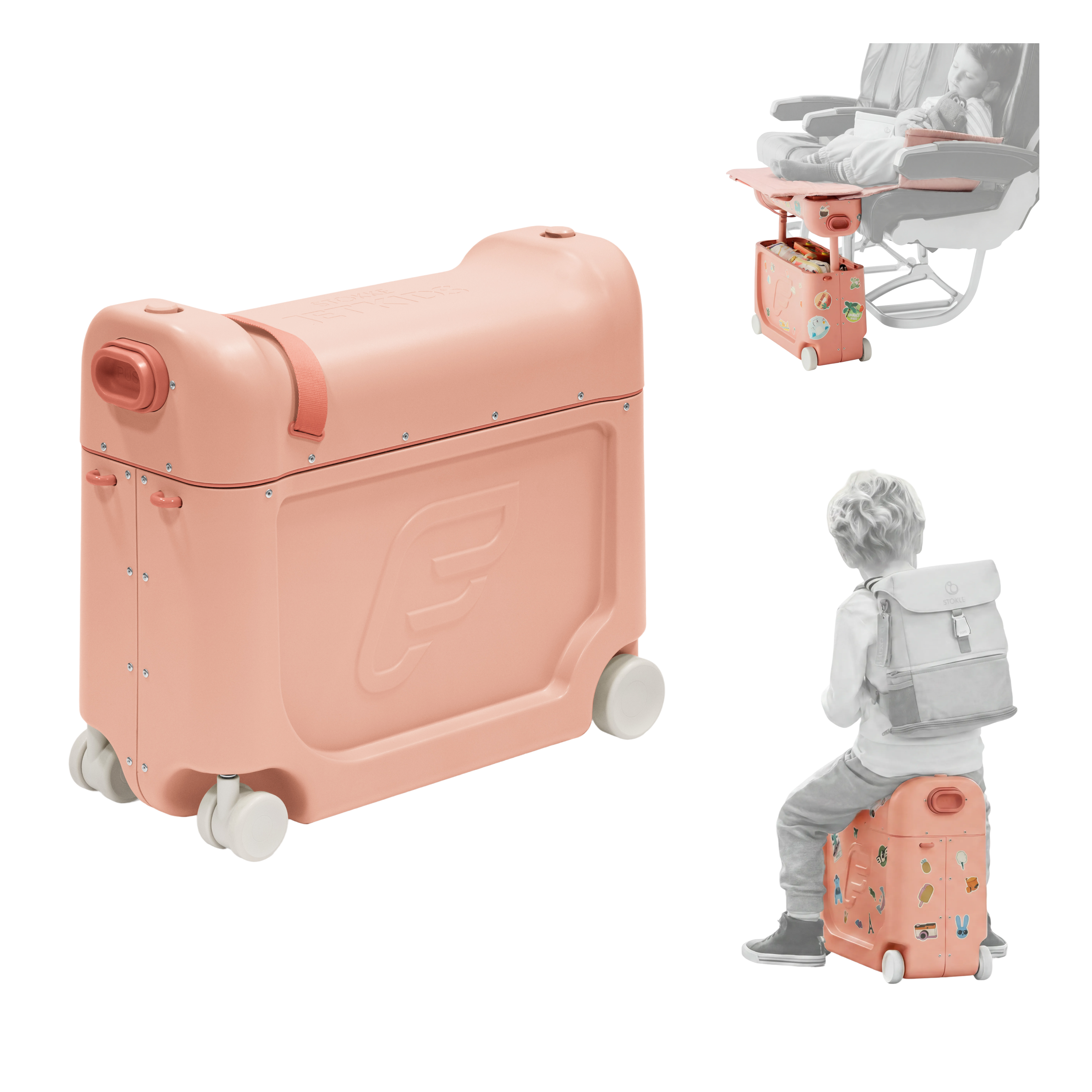 Stokke® JetKids™ Travel Set - Suitcase & Backpack, Coral Pink, mainview galery image 14